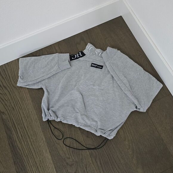 Holland Cooper HC Studio Crop Half Zip Sweat in Heather Gray - Picture 12 of 16